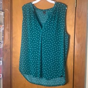 Ann Taylor Green Floral Print Work/Career tanktop